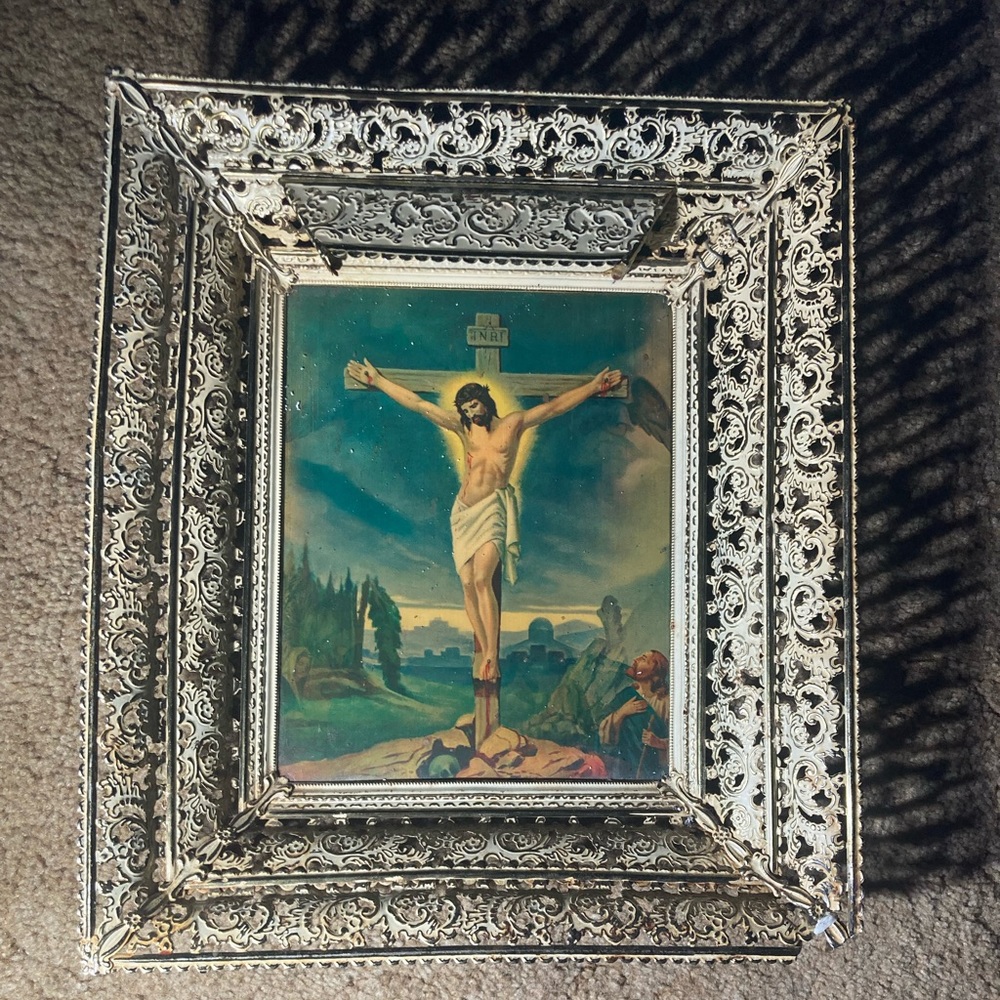 Antique picture of Jesus crucification.